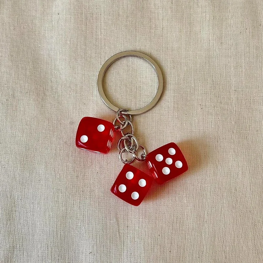 y2k 2000s red dice keyring for keychain